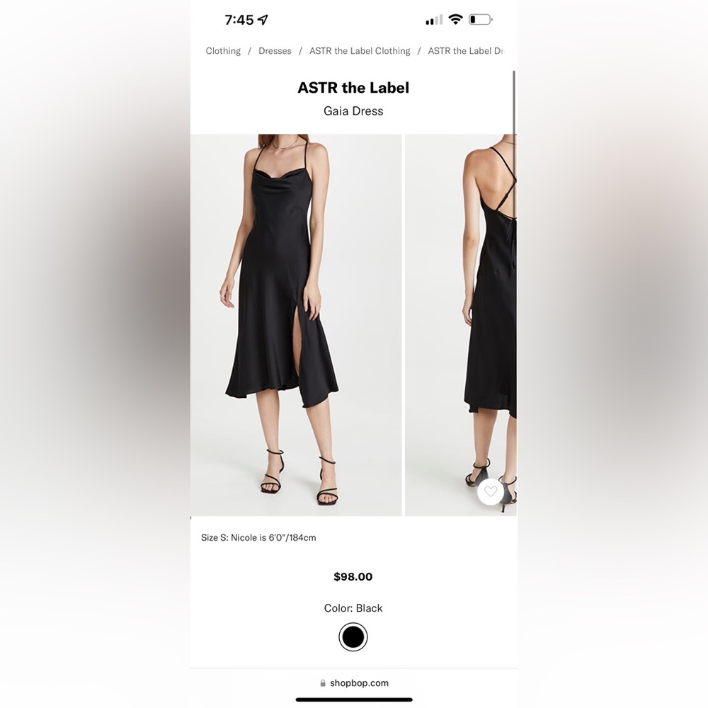 ASTR the label Gaia dress in Black, unworn and still in package!